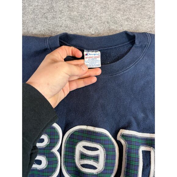 VTG 90s Champion Reverse Weave Sweater Mens XL Blue BON USA University Crew Neck - Picture 4 of 4
